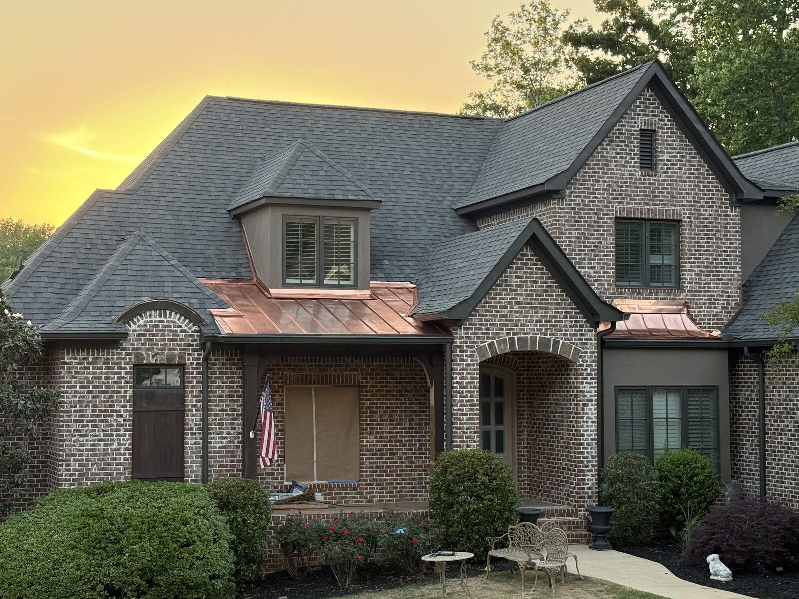 Copper roof after Everbrite application showing slightly muted shine