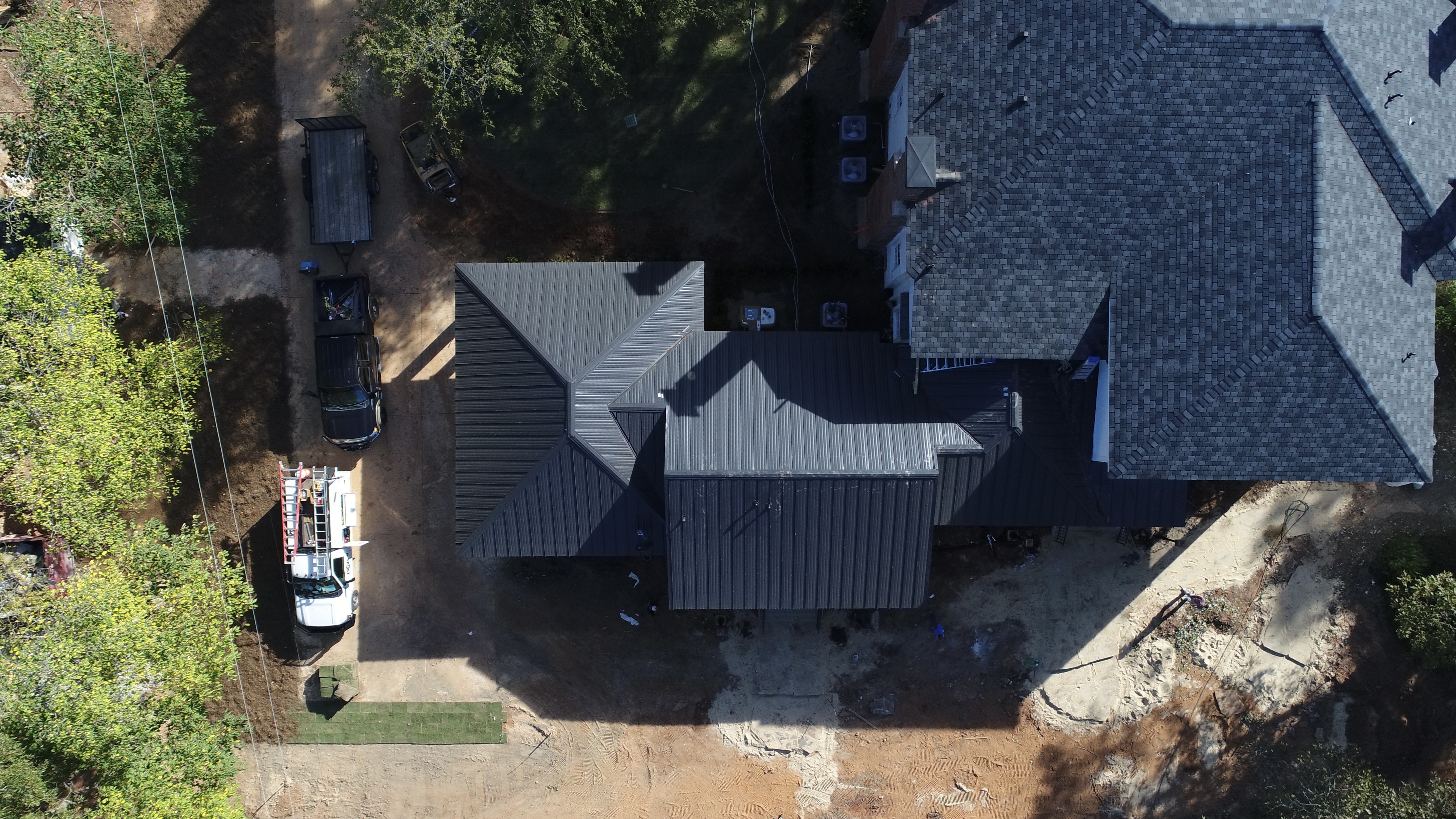 Drone photo showing flashing and valley layout