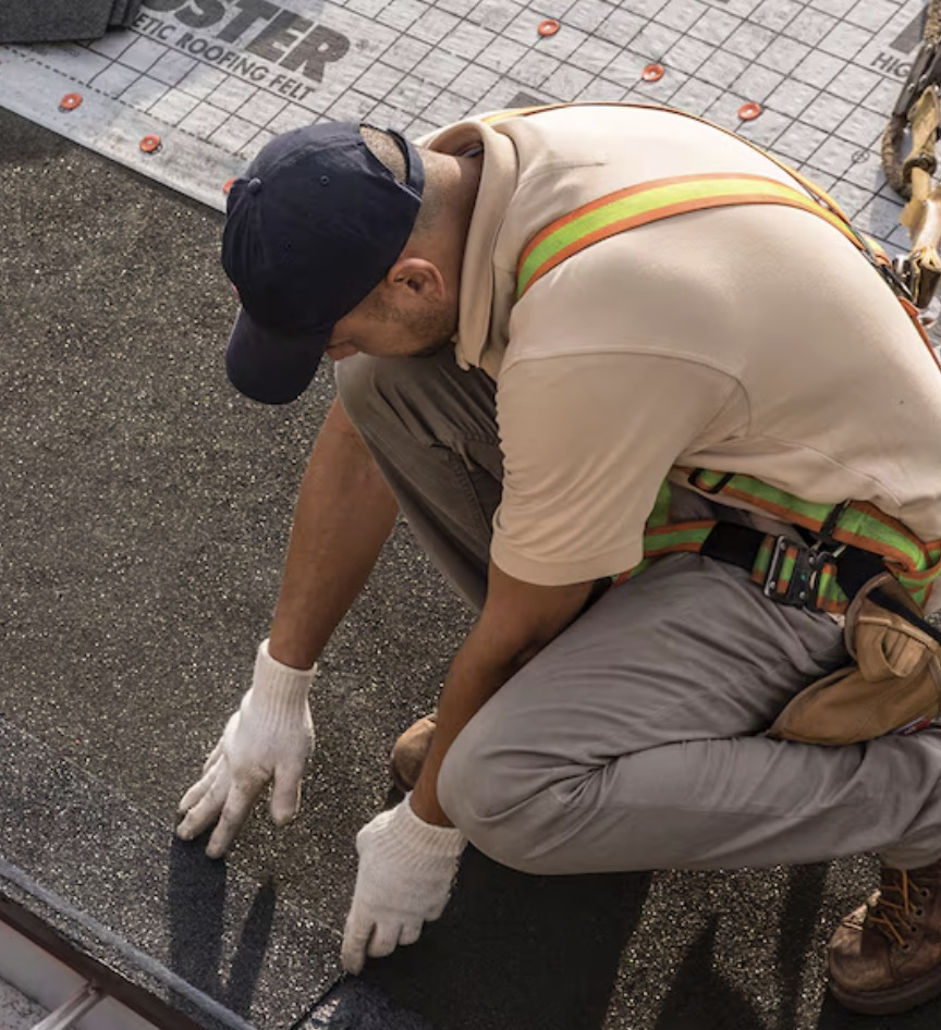 Close-up of GAF ProStart being installed